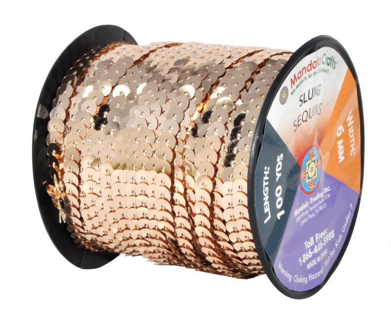 Mandala Crafts Mandala Craft 6mm Flat Sequin Strip Champagne Sequins on a Roll - Champagne Sequin Trim by The Yard - 100 Yds String Metallic Sequin Strand for Crafts Sequin Fringe Sewing - Image 2